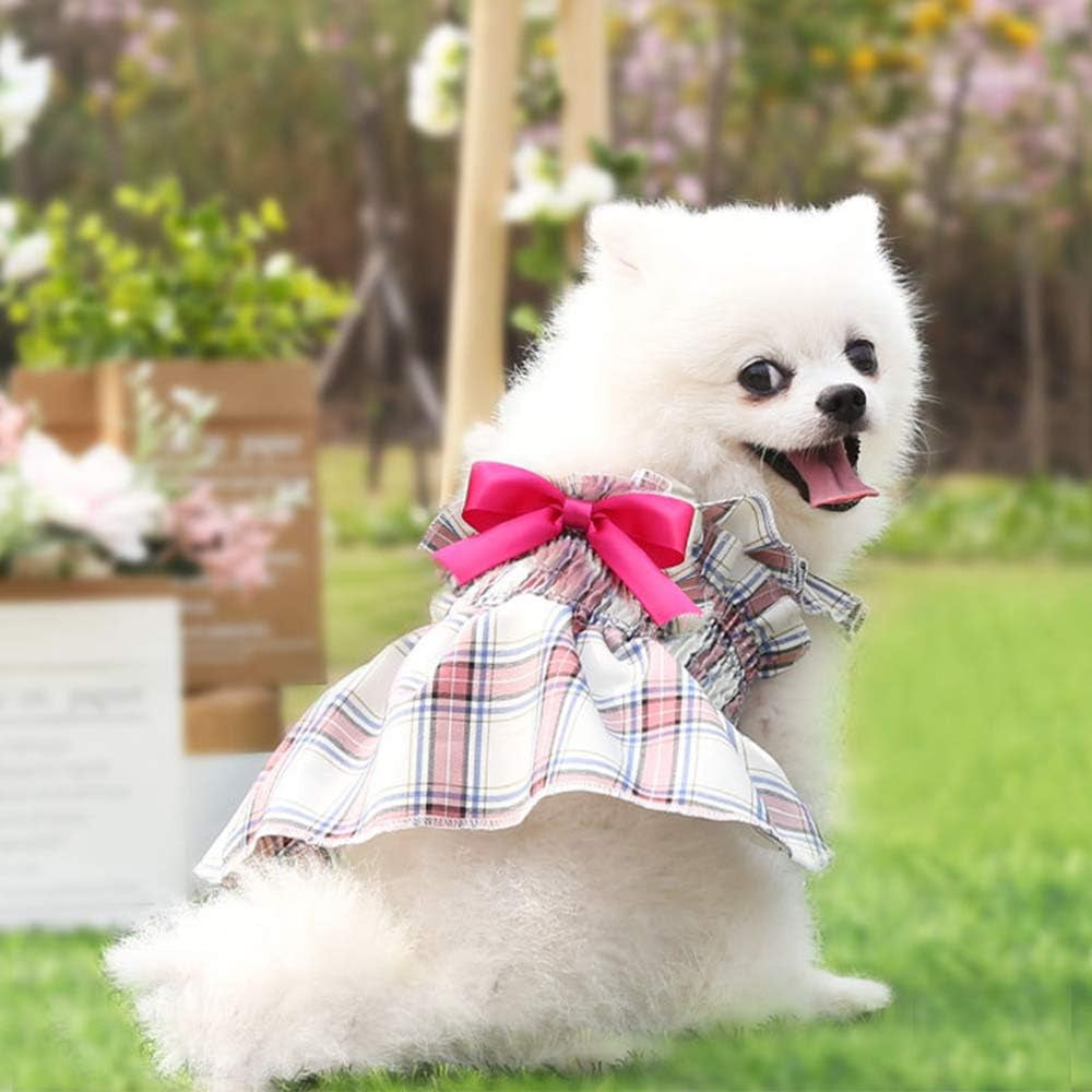 Set of 2 Puppy Dress Chihuahua Dresses for Girl Dogs Cute Warm Female Pet Skirt Clothes Outfit Teacup Pink Yorkie Sundress Costume Cat Clothing for Small Medium Doggie Breed (S)