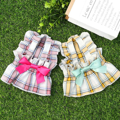 Set of 2 Puppy Dress Chihuahua Dresses for Girl Dogs Cute Warm Female Pet Skirt Clothes Outfit Teacup Pink Yorkie Sundress Costume Cat Clothing for Small Medium Doggie Breed (S)