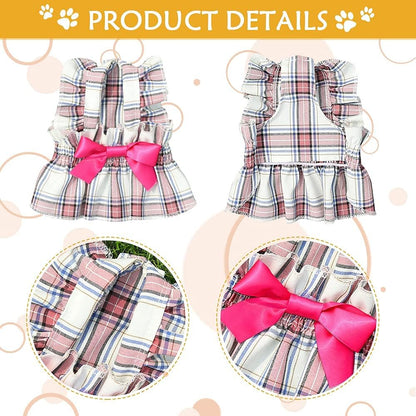 Set of 2 Puppy Dress Chihuahua Dresses for Girl Dogs Cute Warm Female Pet Skirt Clothes Outfit Teacup Pink Yorkie Sundress Costume Cat Clothing for Small Medium Doggie Breed (S)