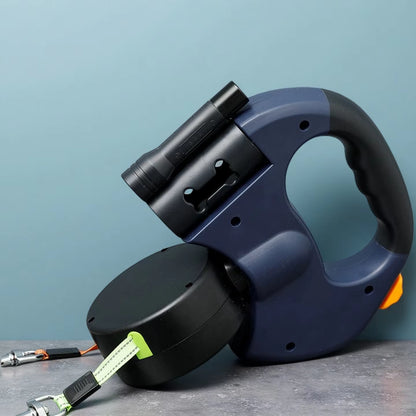 Retractable Dual Doggie Leash with LED Light, 360 Swivel No Tangle for Each Dog Independent Braking with 3M Reflective Leads