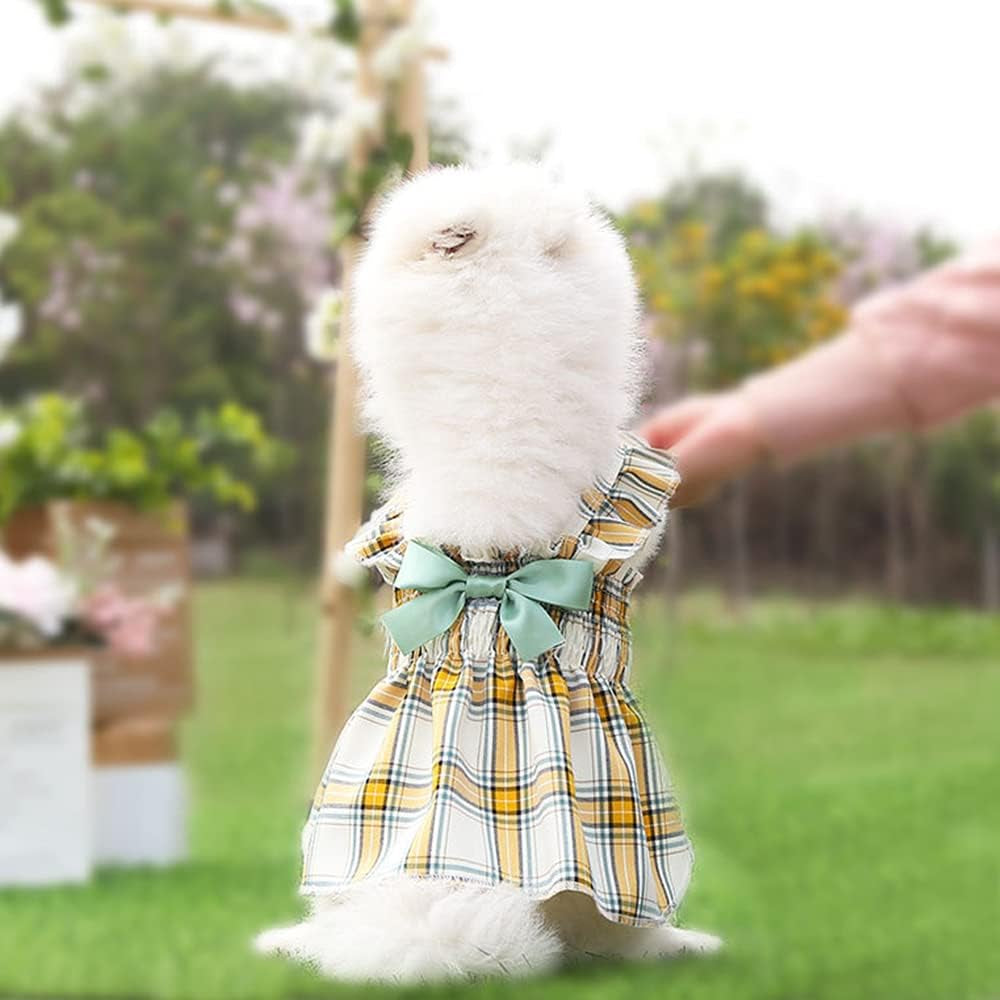 Set of 2 Puppy Dress Chihuahua Dresses for Girl Dogs Cute Warm Female Pet Skirt Clothes Outfit Teacup Pink Yorkie Sundress Costume Cat Clothing for Small Medium Doggie Breed (S)