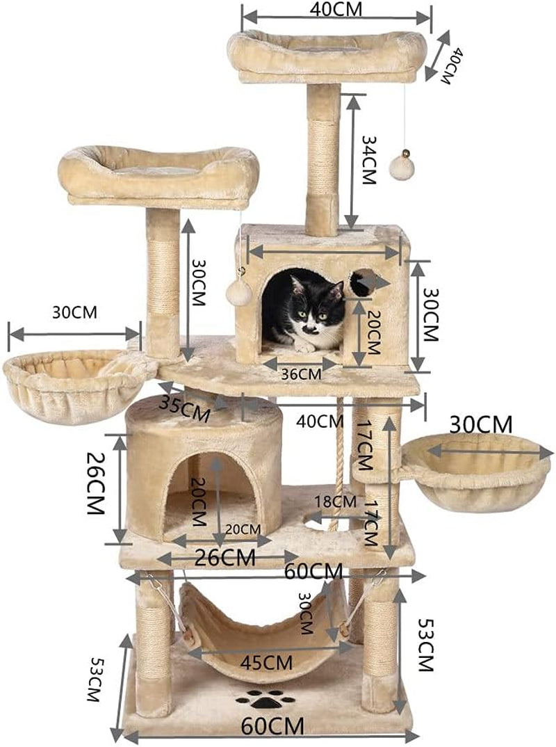 Cat Tree Tower, Cat Scratching Posts Tree Bed for Kittens, Cat Activity Tree with Plush Platform Bed (CT-E)