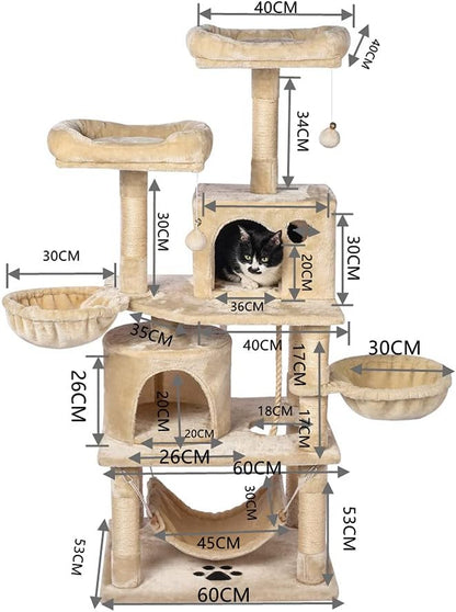 Cat Tree Tower, Cat Scratching Posts Tree Bed for Kittens, Cat Activity Tree with Plush Platform Bed (CT-E)